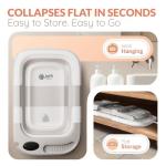 Collapsible Bathtub Baby for Infants & Newborns w/Thermometer, Drain Plug with Heat Sensor & Scoop – Compact Travel Baby Bath Space-Saving Bath for Travel, Shower & Small Bathrooms