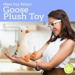 Itzy Ritzy Snuggles Plush Toy – Soft Stuffed Animal for Babies, Kids & Adults – Sensory Ribbons & Textured Fabrics for Tactile Play – Cozy & Cuddly Companion for Newborns & Up (Goose)