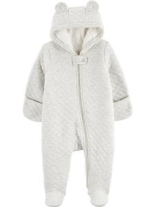 Simple Joys by Carter's Neutral's Fleece Footed Jumpsuit Pram, Grey, 3-6M