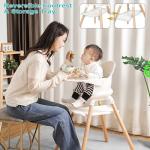 Komcot High Chair, 6 in 1 Wooden Convertible High Chairs for Babies and Toddlers, Booster Seat with Double Tray & Reversible Footrest Baby Highchair, 5-Point Harness Baby Feeding Chair, Beige