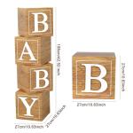 Baby Shower Boxes Birthday Party Decorations - 4 Wood Grain Brown Stereoscopic Blocks with BABY Letter,1st Birthday Balloon Boxes,Teddy Bear Boys Girls Baby Shower Supplies, Gender Reveal Backdrop