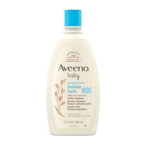Aveeno Baby Sensitive Skin Bubble Bath with Oat Extract, Gently Cleanses and Leaves Skin Feeling Hydrated, Tear-Free Formula, Hypoallergenic, Paraben-, Phthalate-, Soap- & Dye-Free, 19.2 fl. Oz
