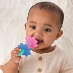 Itzy Ritzy Teensy Tube Teether – Textured Hollow Baby Teething Tube That Reaches Front Teeth & Back Molars, Made of Soft Silicone (Pink Rainbow)