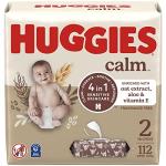 Baby Wipes, Huggies Calm Baby Diaper Wipes, Unscented, Hypoallergenic, 2 Push Button Packs (112 Wipes Total)