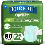 FitRight OptiFit Extra Adult Briefs, Incontinence Diapers with Tabs, Moderate Absorbency, 2XL, 60 to 70", 20 Count (Pack of 4)
