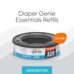 Diaper Genie Essentials Round Refill 8-Pack | Holds Up to 2560 Newborn Diapers | Features Unscented Continuous Film | Compatible with Diaper Genie Complete and Expressions Pails,8 Count (Pack of 1)