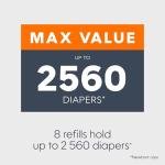 Diaper Genie Essentials Round Refill 8-Pack | Holds Up to 2560 Newborn Diapers | Features Unscented Continuous Film | Compatible with Diaper Genie Complete and Expressions Pails,8 Count (Pack of 1)