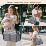 Lekebaby Diaper Bag Tote, 17 Pockets Large Travel Diaper Tote Waterproof with Portable Changing Pad, Mom Crossbody Hospital Bag for Labor Delivery, Baby Essentials for Newborn Gifts, Grey