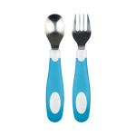 Dr. Brown's Soft-Grip Spoon and Fork Utensil Set, Safe Silverware for Toddlers, Blue, 12m+ – 2-pack