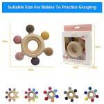 Arudyo Baby Teething Toys Silicone Teethers BPA Free Silicone Rudder with Wooden Ring Soothe Babies Gums (Khaki)