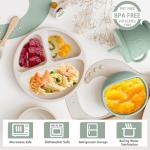 Munlinder Silicone Baby Feeding Set | Baby Led Weaning Supplies Includes Suction Bowls and Divided Plates, Adjustable Bib, Baby Utensils Spoons and Forks,Cup | Baby Feeding Essentials (Light Green)