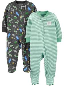 Simple Joys by Carter's Baby Boys' 2-Pack 2-way Zip Cotton Footed Sleep and Play
