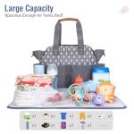 Lekebaby Diaper Bag Tote, 17 Pockets Large Travel Diaper Tote Waterproof with Portable Changing Pad, Mom Crossbody Hospital Bag for Labor Delivery, Baby Essentials for Newborn Gifts, Grey