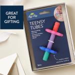 Itzy Ritzy Teensy Tube Teether – Textured Hollow Baby Teething Tube That Reaches Front Teeth & Back Molars, Made of Soft Silicone (Pink Rainbow)