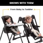 Jeep by Delta Children Classic Convertible 2-in-1 High Chair for Babies and Toddlers with Adjustable Height, Recline & Footrest - Dishwasher Safe Meal Tray, Black