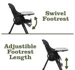 Jeep by Delta Children Classic Convertible 2-in-1 High Chair for Babies and Toddlers with Adjustable Height, Recline & Footrest - Dishwasher Safe Meal Tray, Black