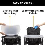 Jeep by Delta Children Classic Convertible 2-in-1 High Chair for Babies and Toddlers with Adjustable Height, Recline & Footrest - Dishwasher Safe Meal Tray, Black