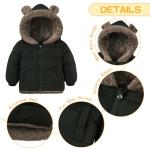 Enlifety 12-24 Months Baby Boys Girls Bear Ears Cotton Coat Size 1-2T Fall Winter Warm Hooded Outerwear with Pockets