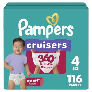 Pampers Diapers - Cruisers 360 - Size 4, 116 Count, Babyproof up to 100% Leakproof Pull-On Diaper