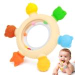 Baby Teething Rings Rattle Toys - BPA-Free Silicone Teether for 0-24 Months Infants & Toddlers, Safe Soft Chew Toys with Rattle Sound, Essential Teething Relief for Babies