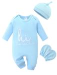 Babymine Newborn Baby Boy Clothes 0-3 Months Essentials Must Haves,New Born Long Sleeve Baby Onesie,Cute Infant Coming Home Outfit Boy Summer Romper Registry Search Blue