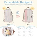 mommore Diaper Bag Backpack, Large Diaper Bag Expandable for 2 Kids/Twins, Durable Baby Bag with Changing Pad, Water Resistant Travel Diaper Backpack for Mom Dad