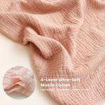 Konssy 2-Pack Muslin Baby Hooded Towels, 100% Cotton, Soft and Absorbent Baby Bath Towels for Newborn, Infant & Toddler with Animal Hooded Design(Bunny & Deer)