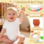 Baby Teething Rings Rattle Toys - BPA-Free Silicone Teether for 0-24 Months Infants & Toddlers, Safe Soft Chew Toys with Rattle Sound, Essential Teething Relief for Babies