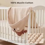 Konssy 2-Pack Muslin Baby Hooded Towels, 100% Cotton, Soft and Absorbent Baby Bath Towels for Newborn, Infant & Toddler with Animal Hooded Design(Bunny & Deer)