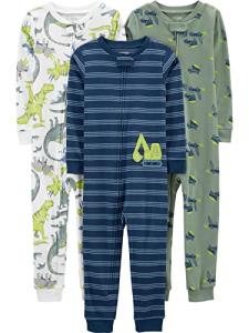 Simple Joys By Carter's Boys Snug-fit Footless Cotton Pajamas Baby And Toddler Sleepers, Blue/Green Dino, 18 Months US