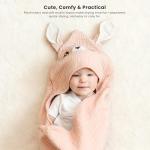 Konssy 2-Pack Muslin Baby Hooded Towels, 100% Cotton, Soft and Absorbent Baby Bath Towels for Newborn, Infant & Toddler with Animal Hooded Design(Bunny & Deer)