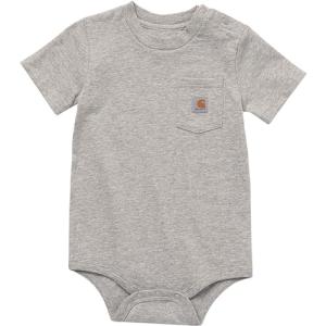 Carhartt unisex-baby Short-Sleeve Pocket Bodysuit, Heather Grey, 6M