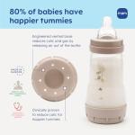 MAM 4.5oz Easy Start Anti-Colic Wide Neck Vented Baby Bottle, Extra Slow Flow Breastfeeding-Like Silicone Nipple, Reduces Colic, Gas & Reflux, Easy to Clean, BPA Free, 0+ Months, Made in Europe