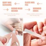 Baby Nail Care Set, 5 in 1 Baby Nail File Clippers Infant Grooming Kit Manicure Set for Newborn, Infant, Toddler, and Kids, Pink