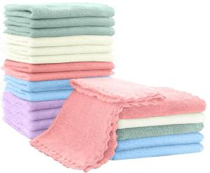 MIXCOOL 20 Pack 10x10 Inches Microfiber Coral Fleece Baby Washcloths,Extra Absorbent,Soft Wash Clothes,Bath Face Towel for Newborn,Infant and Toddlers (Muticolor)
