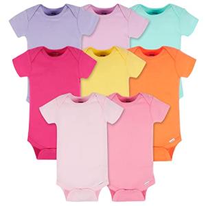 Onesies Brand Baby Girls 8-Pack Short Sleeve Mix & Match Bodysuits, Solid Girl Colors, 0-3 Months