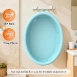 Baby Bathtub with Inflatable Top Edge, Extra Stable Infant Bath Tub, Collapsible & Portable for Baby Bath Time, No Tilt Design for 12M-6Y Newborn to Toddler, No Assembly for Travel Shower