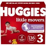 Huggies Size 3 Diapers, Little Movers Baby Diapers, Size 3 (16-28 lbs), 136 Count, Packaging May Vary