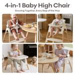 Mloong High Chair for Babies and Toddlers - Adjustable 4-in-1 Baby High Chairs with Dishwasher Tray, Easy Clean Highchair, Beige