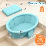 Baby Bathtub with Inflatable Top Edge, Extra Stable Infant Bath Tub, Collapsible & Portable for Baby Bath Time, No Tilt Design for 12M-6Y Newborn to Toddler, No Assembly for Travel Shower