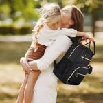 Pritent Diaper Bag Backpack,Baby Essentials Diapers Bag with Pacifier Case,Multipurpose Stylish Large Capacity Travel Backpack for Baby Girl/Boy(M-Black)