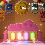 Baby Gyms Play Mats, Play Piano Gym Mat, Activity Mat for Tummy Time with 5 Infant Learning Sensory, Music and Lights for Newborns and Toddlers (Pink)