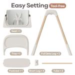 Mloong High Chair for Babies and Toddlers - Adjustable 4-in-1 Baby High Chairs with Dishwasher Tray, Easy Clean Highchair, Beige