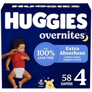 Huggies Overnites Size 4 Overnight Diapers (22-37 lbs), 58 Ct, Packaging May Vary