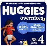 Huggies Overnites Size 4 Overnight Diapers (22-37 lbs), 58 Ct, Packaging May Vary