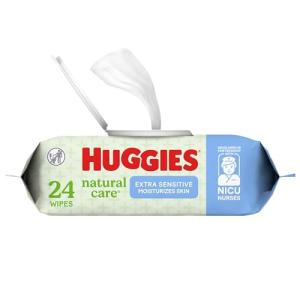 Huggies Natural Care Extra Sensitive Baby Wipes, Unscented, 1 Flip-Top Pack (24 Wipes Total)