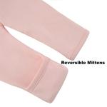 Aablexema Baby Footie Pajama with Mitten Cuffs, Double Zipper Infant Cotton clothes Sleeper Pjs, Footed Sleep Play(Ivory & Grey & Pink,0-3 Months)