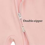 Aablexema Baby Footie Pajama with Mitten Cuffs, Double Zipper Infant Cotton clothes Sleeper Pjs, Footed Sleep Play(Ivory & Grey & Pink,0-3 Months)