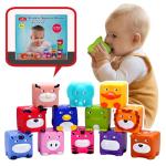 beeqoo Soft Baby Blocks – Stacking & Building Toys for Babies and Toddlers – 12 No Hole Squeeze Animals Blocks – Sensory Teething Toys for Infant 6 Months+