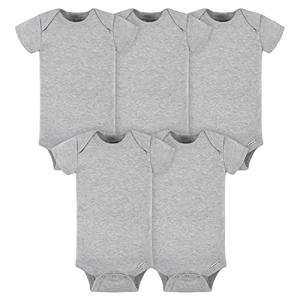 Gerber unisex baby 5-pack Solid Onesies Bodysuits Shirt, Gray, 18 Months US